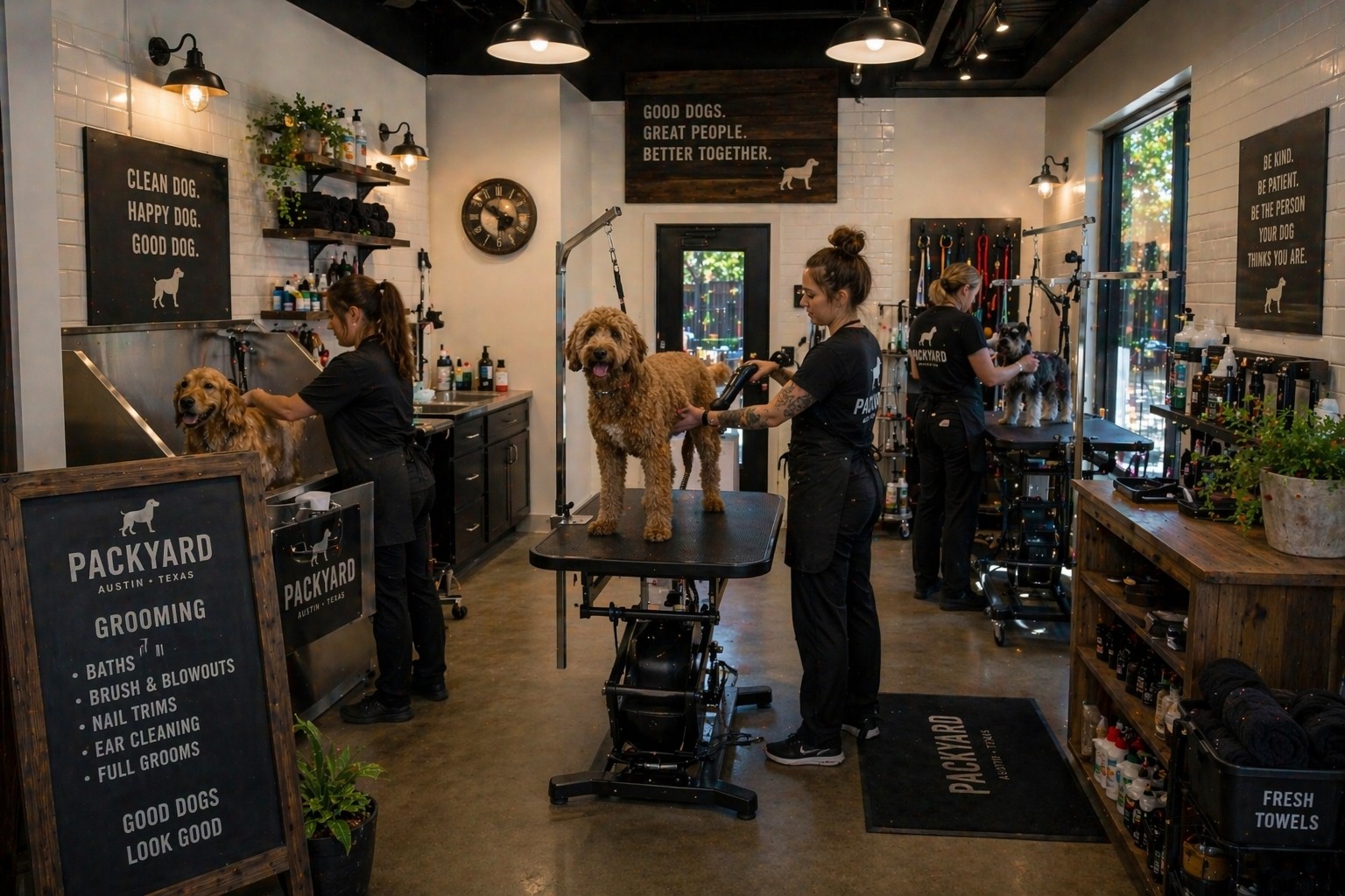 Professional dog grooming on site