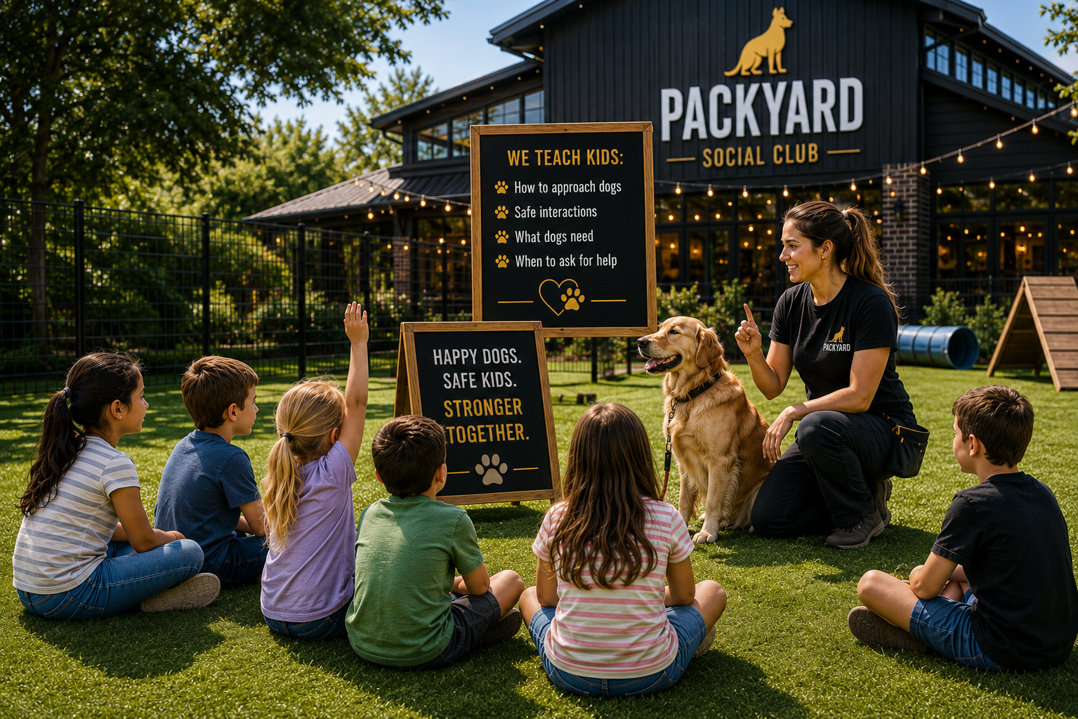 Kids and dogs safety class in session
